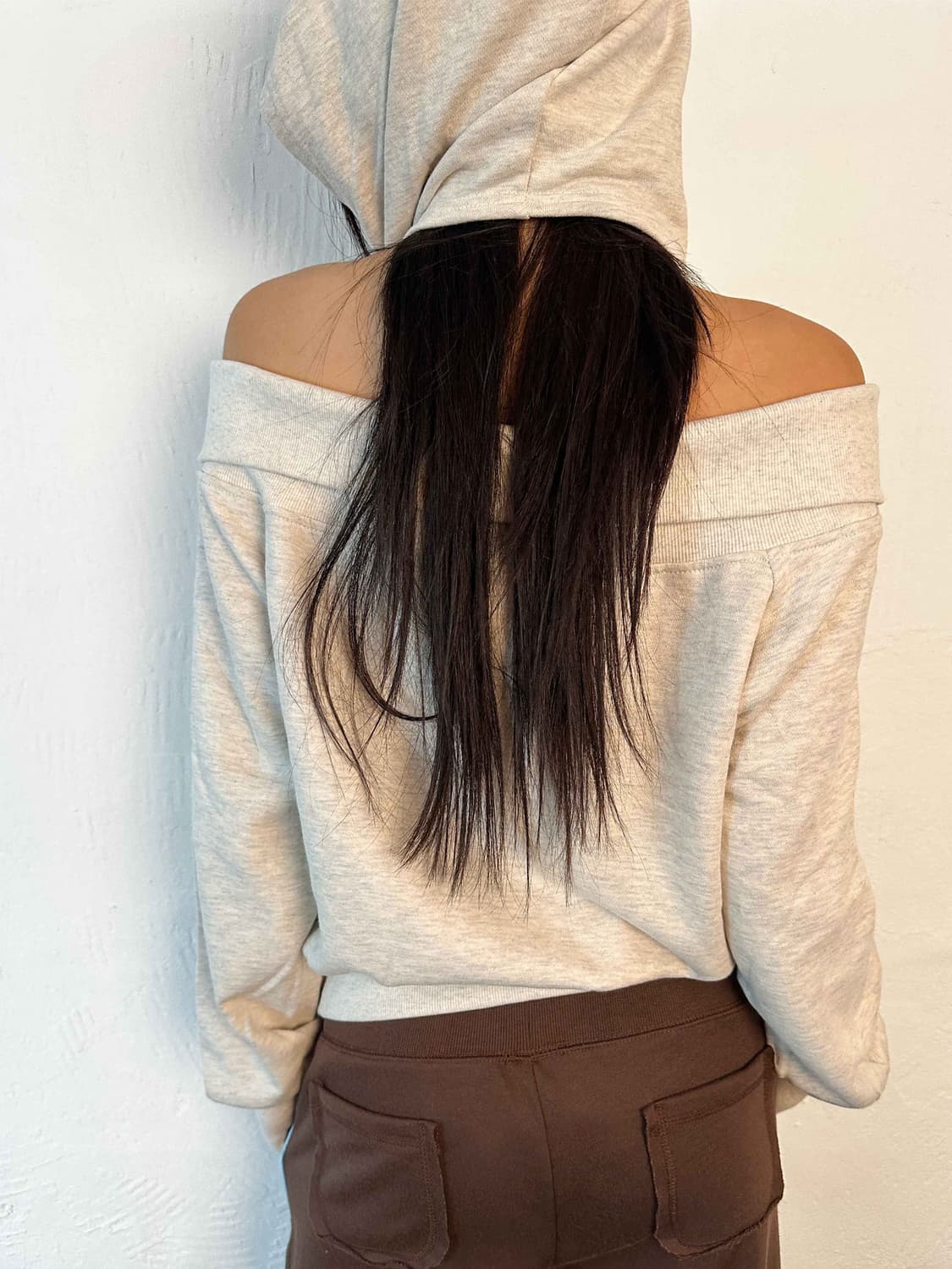 택포) Off shoulder hoodie zip-up 상품이미지5