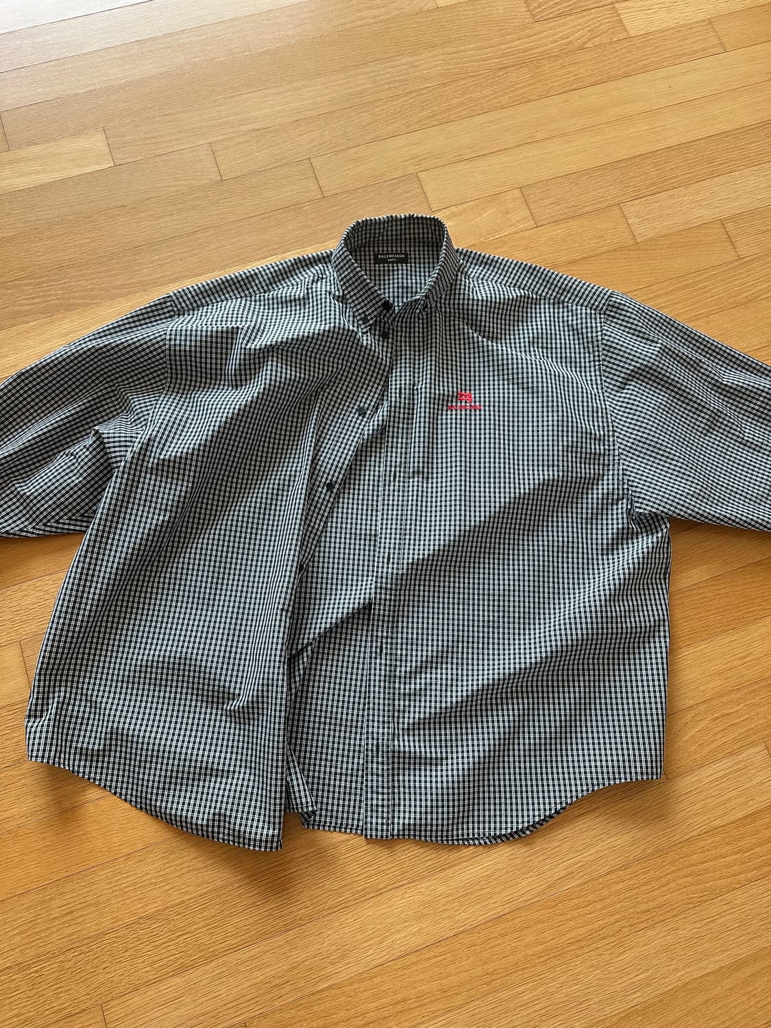 발렌시아가 포플린 마이크로체크 셔츠 M 상품이미지2
