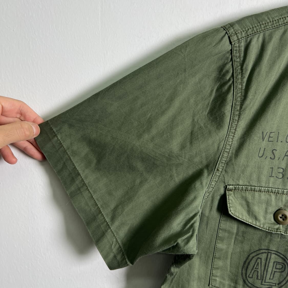 알파인더스트리 핸드라이팅 그래픽 밀리터리 반팔 셔츠 M 상품이미지7