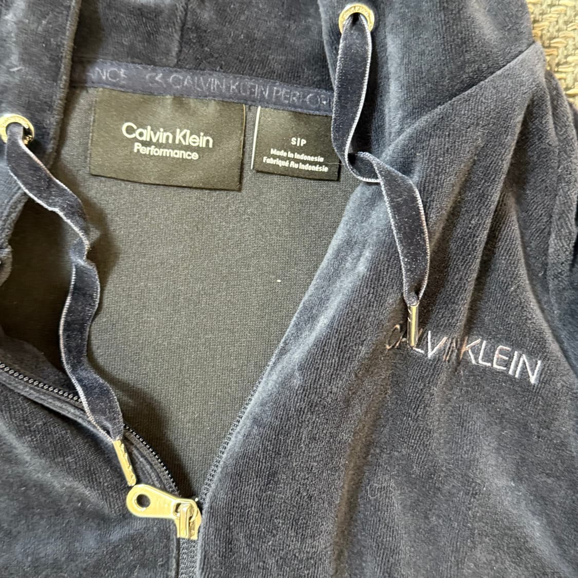 캘빈클라인 벨벳 후드집업 네이비 S 상품이미지2