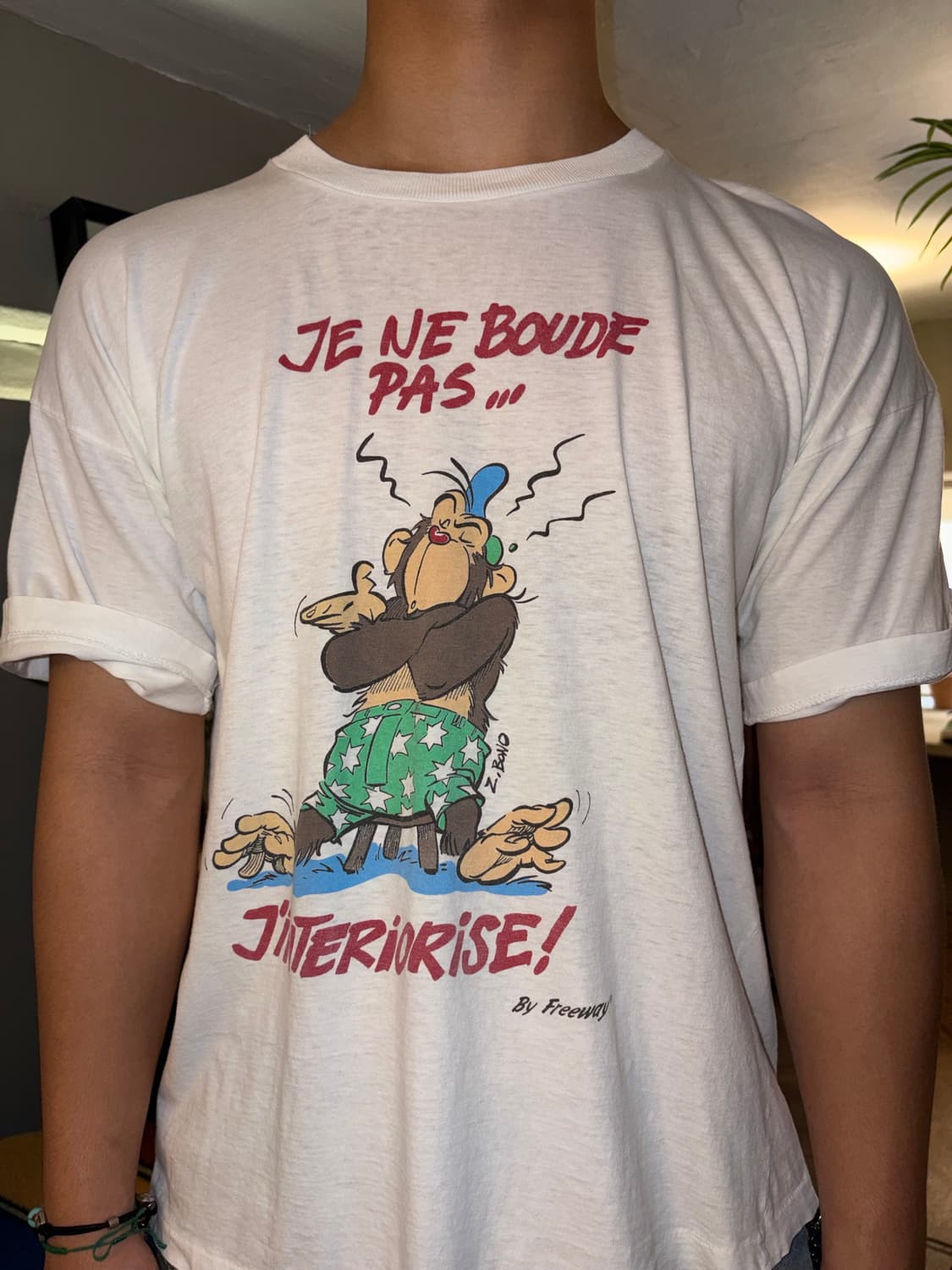 90‘s France humor cartoon print T-shirt  상품이미지5