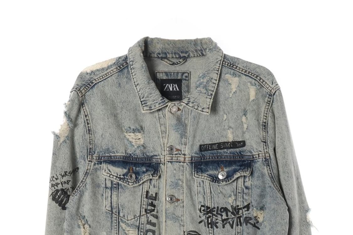 ZARA 빈티지 워싱 그래피티 데님 자켓 L 상품이미지3