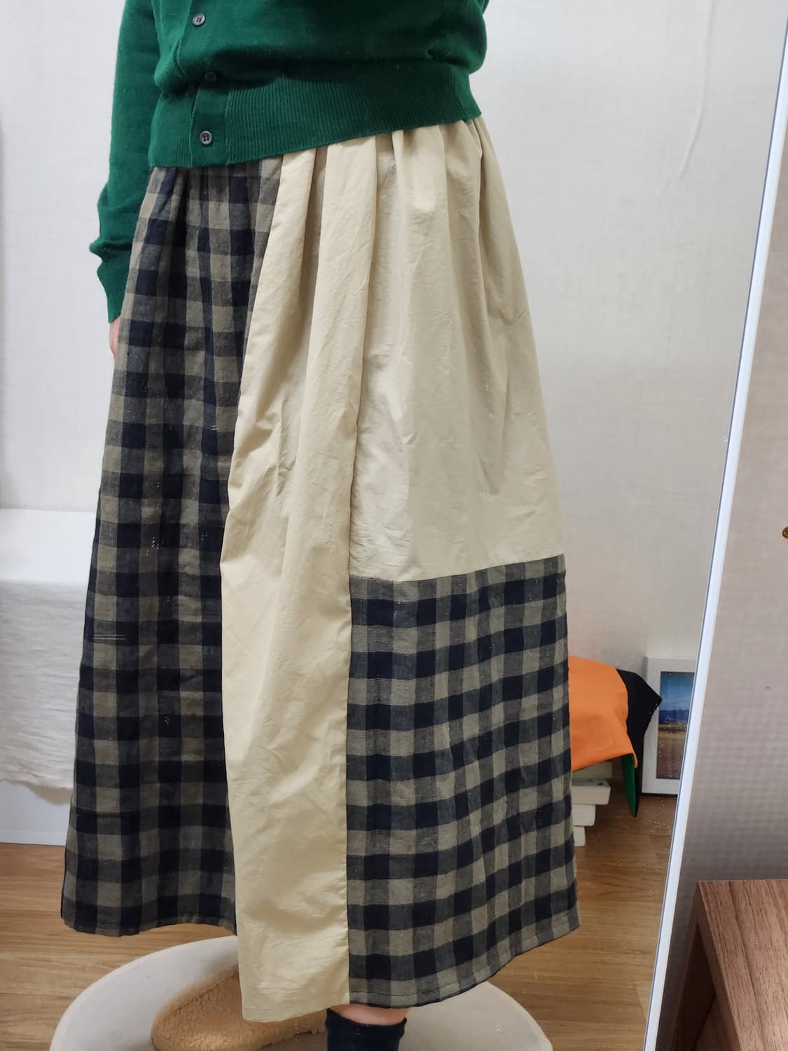 350도 양방향 체크 보헤미안 스커트 상품이미지2