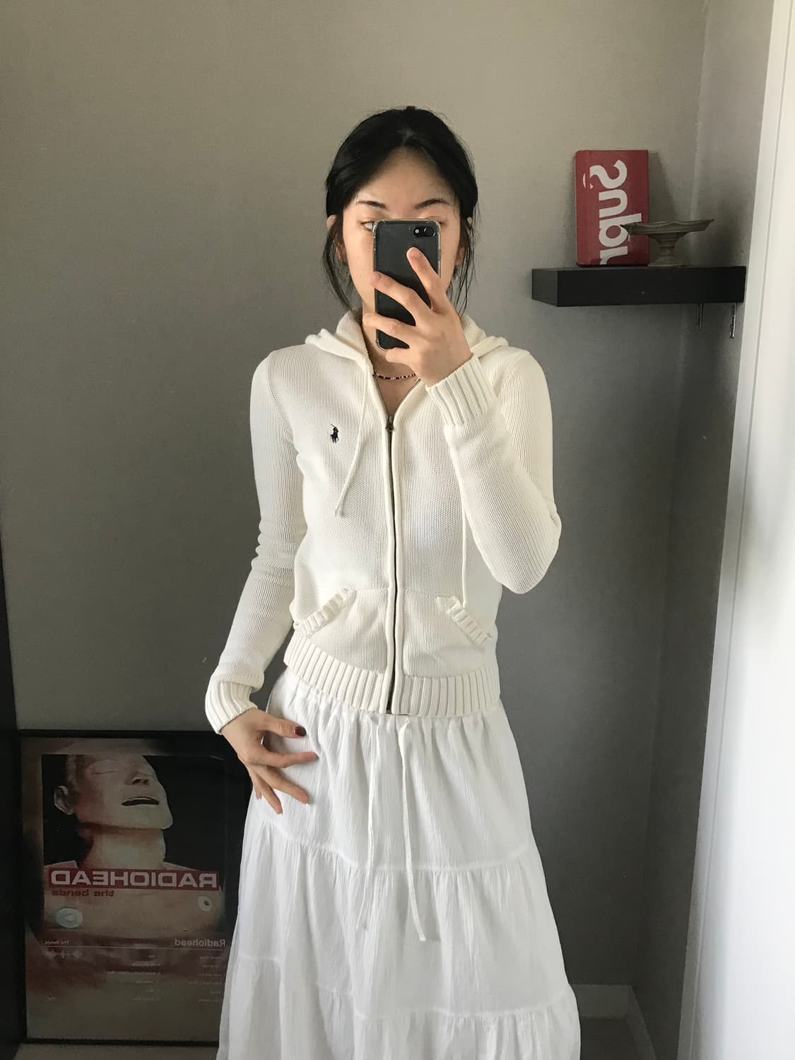 대장급 폴로 랄프로렌 포니 로고 화이트 니트 후드집업 상품이미지1