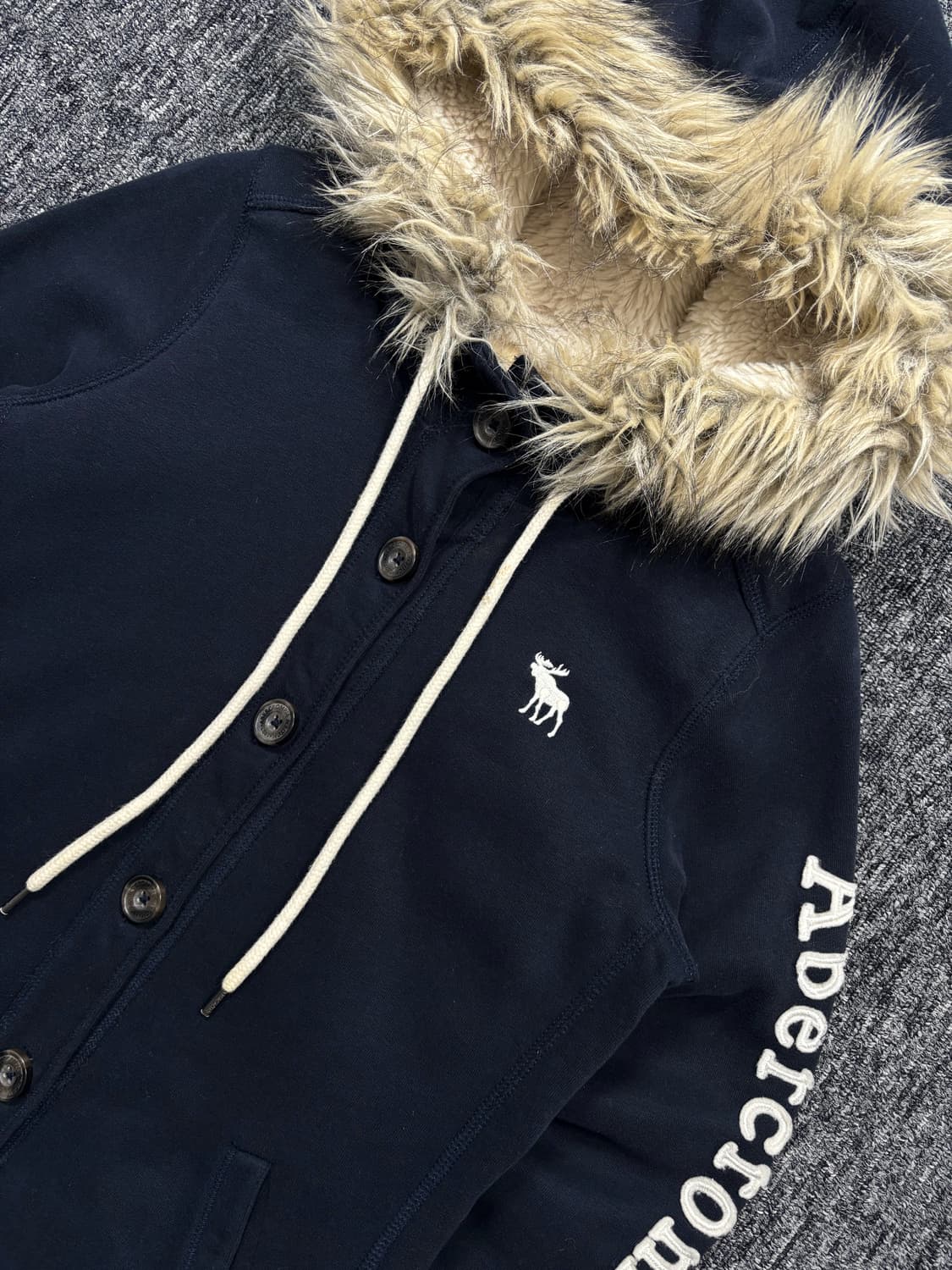 아베크롬비 네이비 버튼 퍼 후드 자켓 상품이미지6