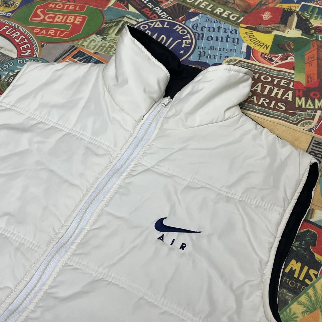 90s 나이키 대대장 화이트 빅로고 자수 패딩조끼 올드스쿨 베스트 L 상품이미지3