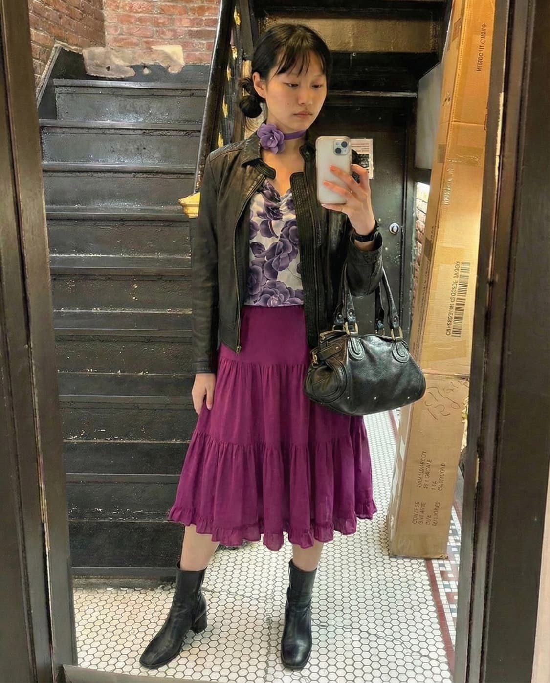 COSMOSS frill tiered midi skirt MAGENTA 상품이미지1