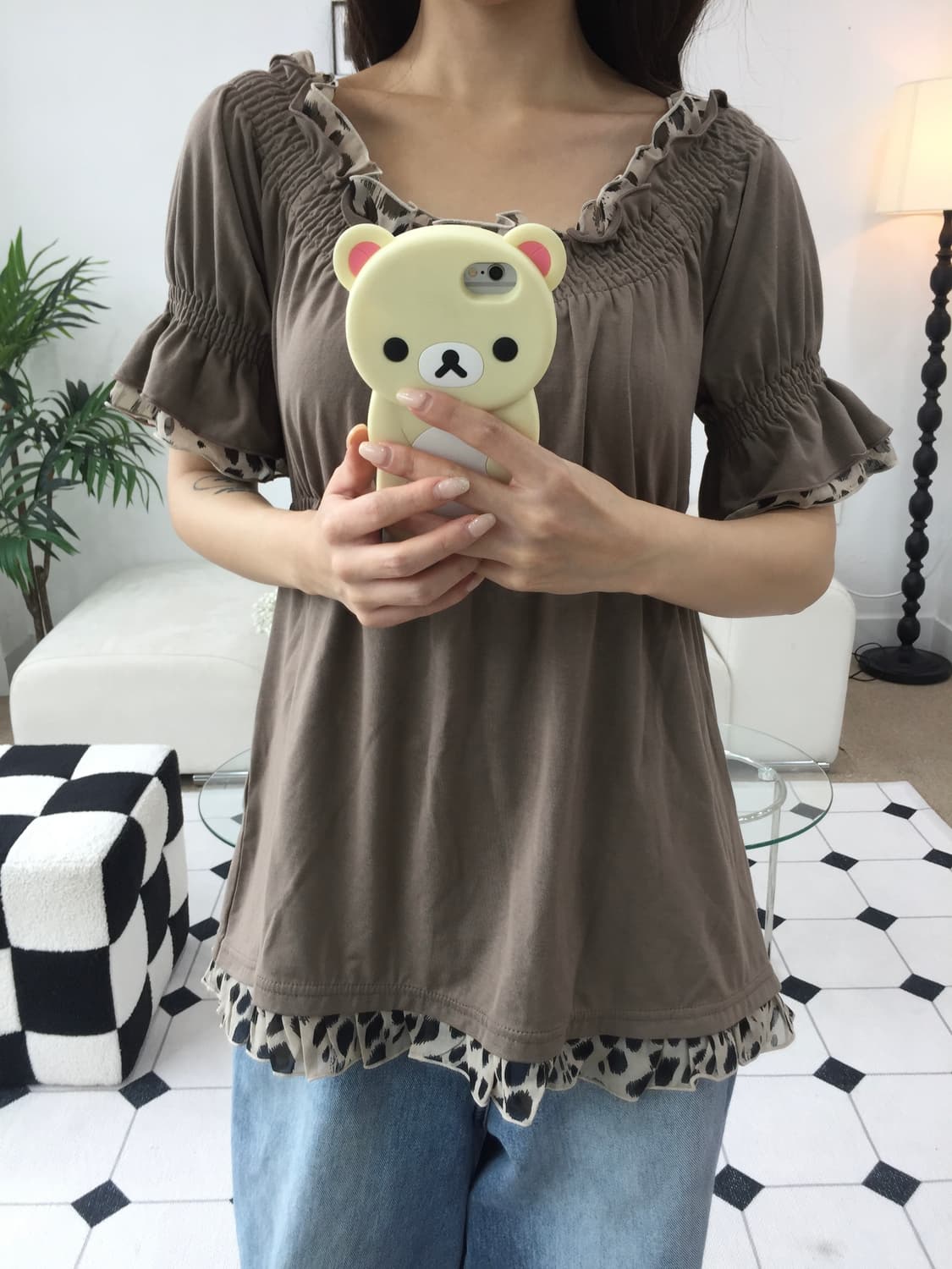 호피 오프숄더 블라우스 상품이미지6