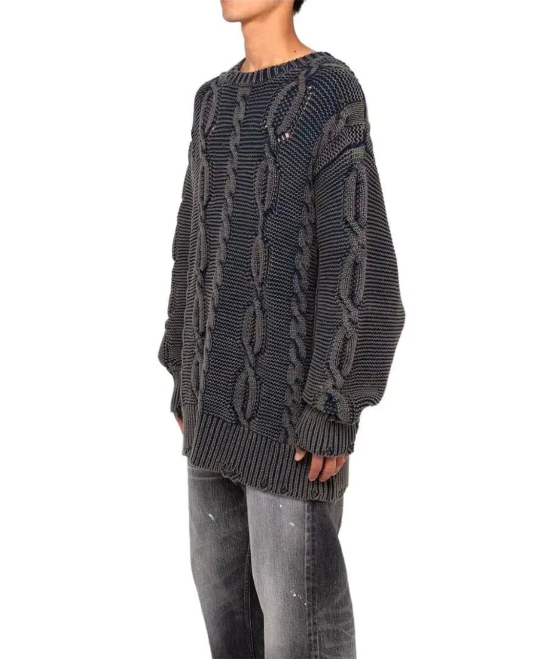 24SS 카미야 by 미하라 야스히로 케이블 데미지 니트 상품이미지2