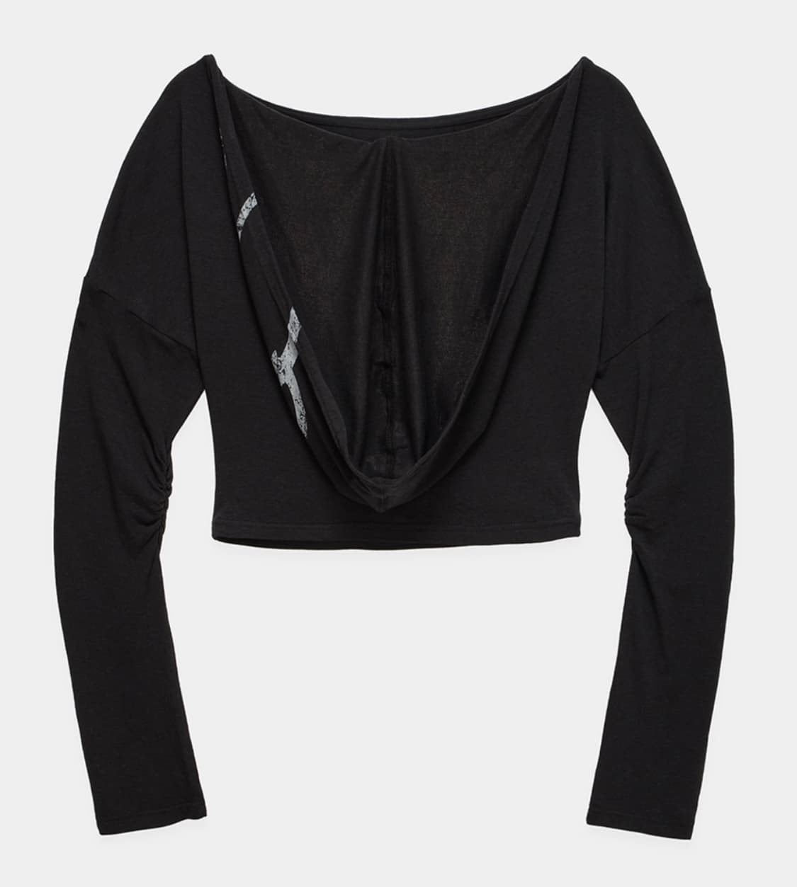 에트오소메 레터링 후디드 슬림핏 롱슬리브 탑 블랙 Free 상품이미지5