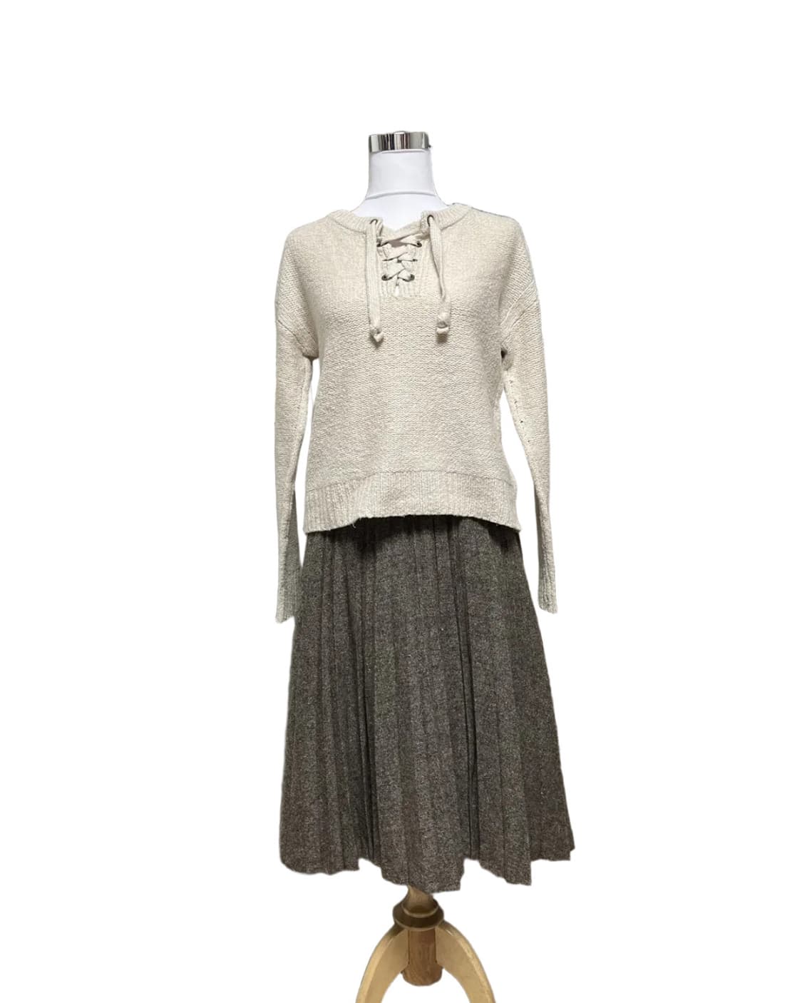 Brown wool pleats skirt 상품이미지4