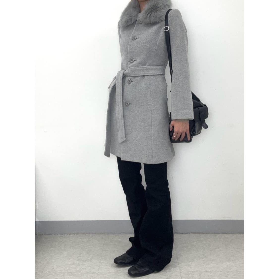 빈티지 데드스탁 그레이 앙고라 울 코트 상품이미지3