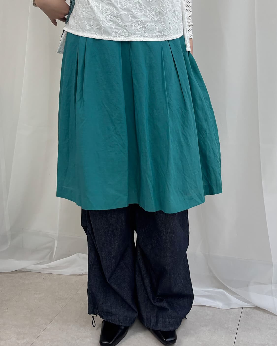 NEWYORKER aqua tuck midi wide skirt 상품이미지8