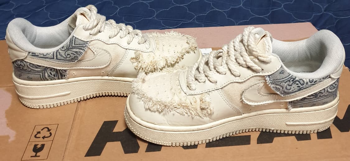(커스텀) 나이키 에어포스1 캔버스 퍼 페이즐리 빈티지 스니커즈(230) 상품이미지4