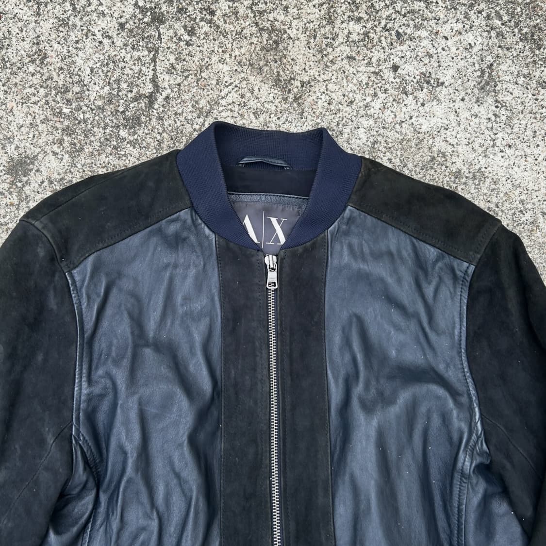 알마니 익스체인지 레더 스웨이드 믹스드 자켓 상품이미지2