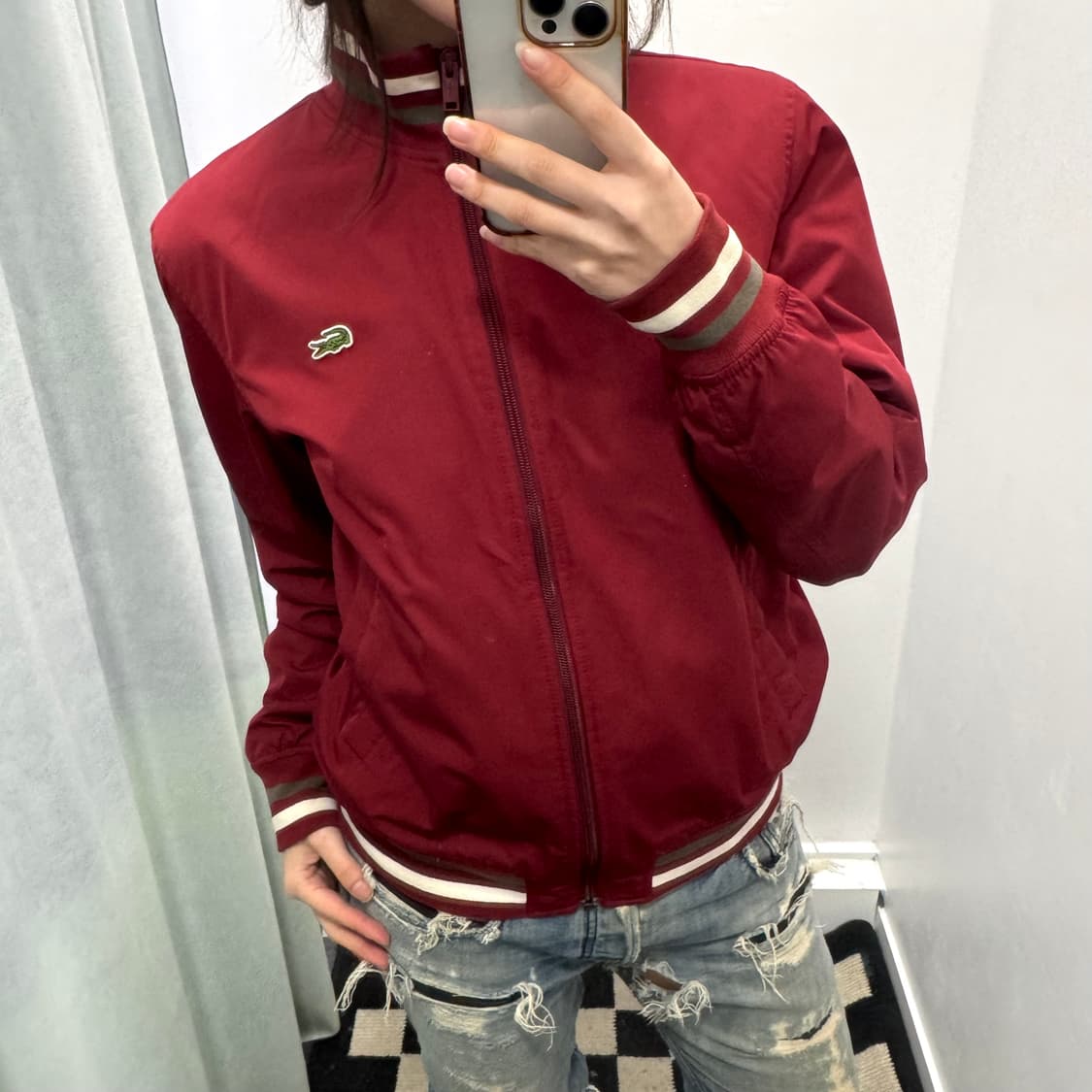 라코스테 레드 블루종 누빔 자켓 상품이미지1