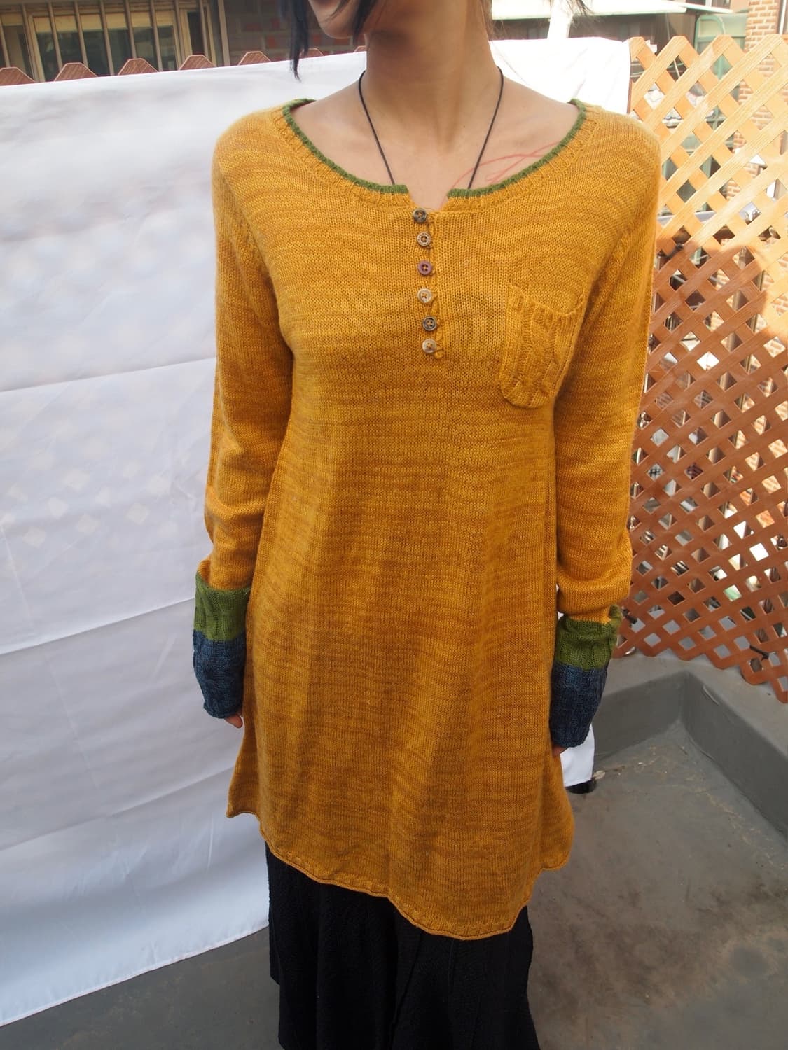 IRIEY 버튼 슬리브 롱 니트 상품이미지2