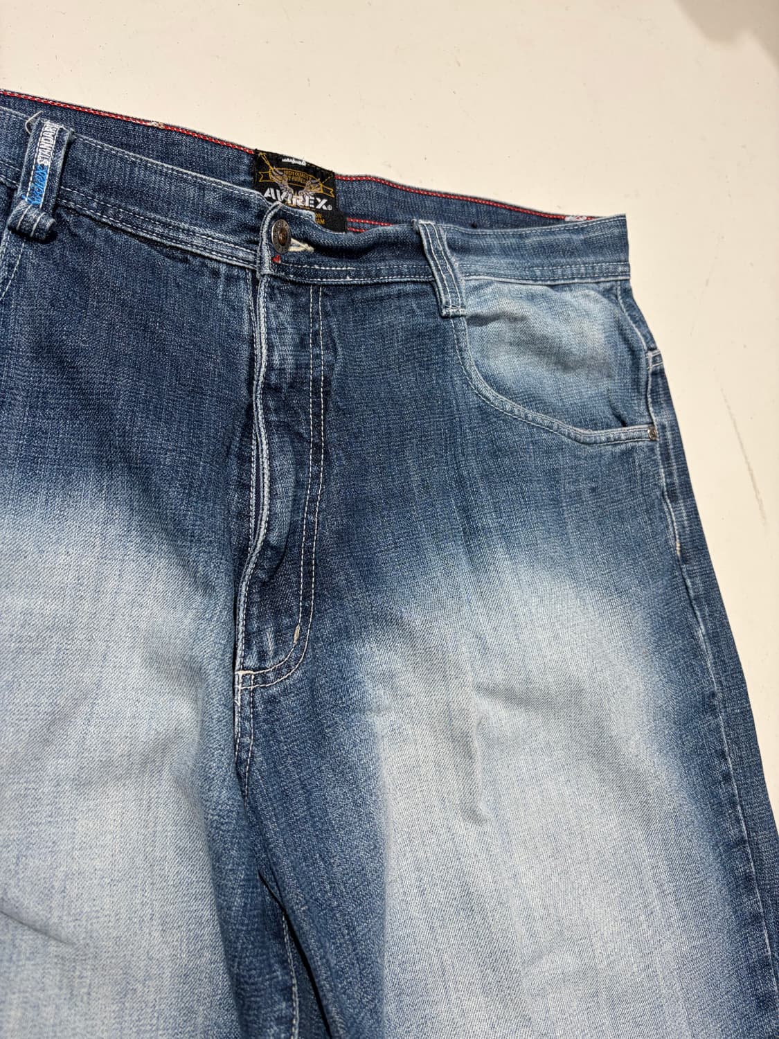 00s Avirex 워시드 데님 와이드 팬츠 (36×30) 상품이미지5