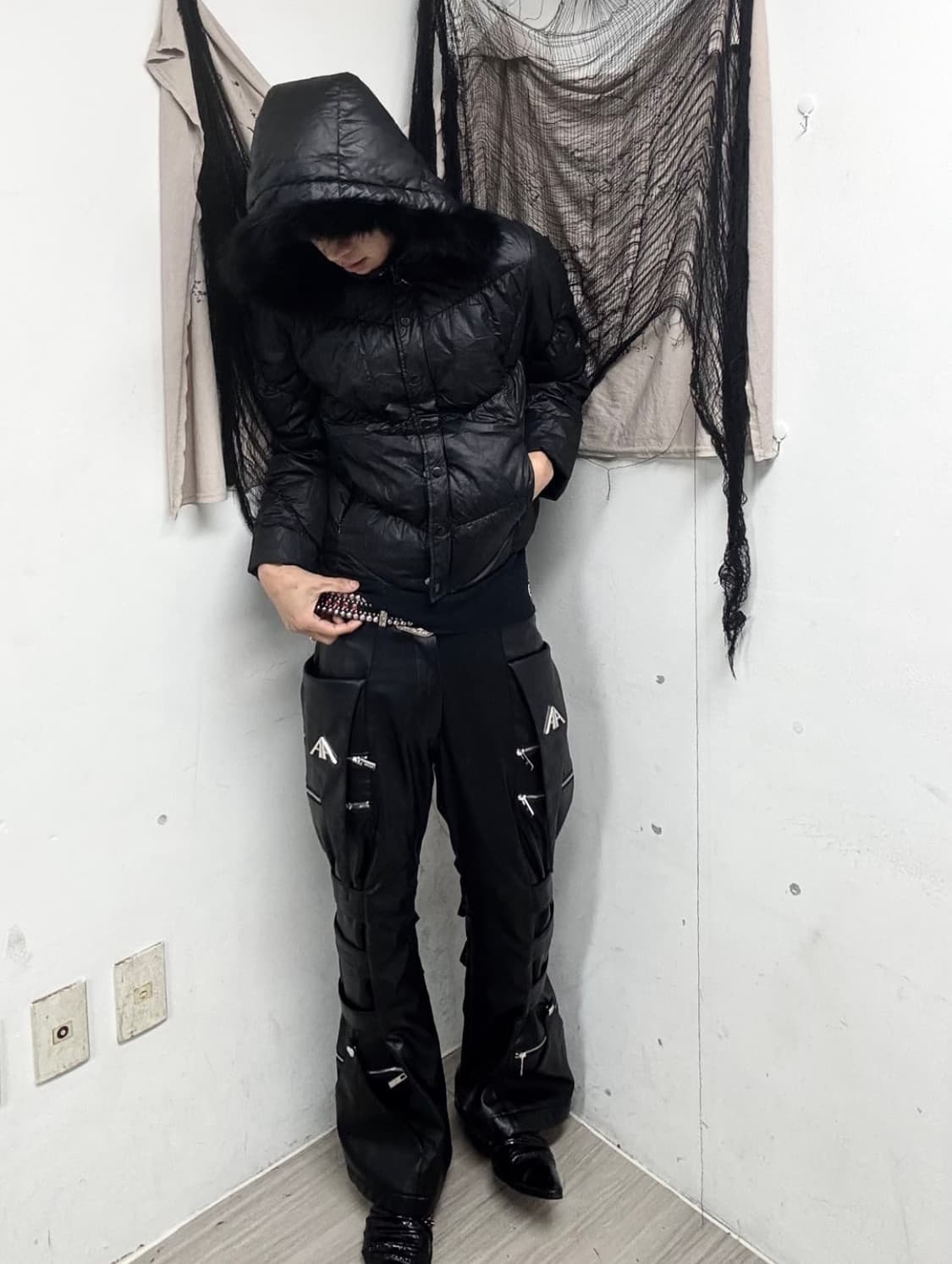 Black Fur Black Hoodie Padding 상품이미지2
