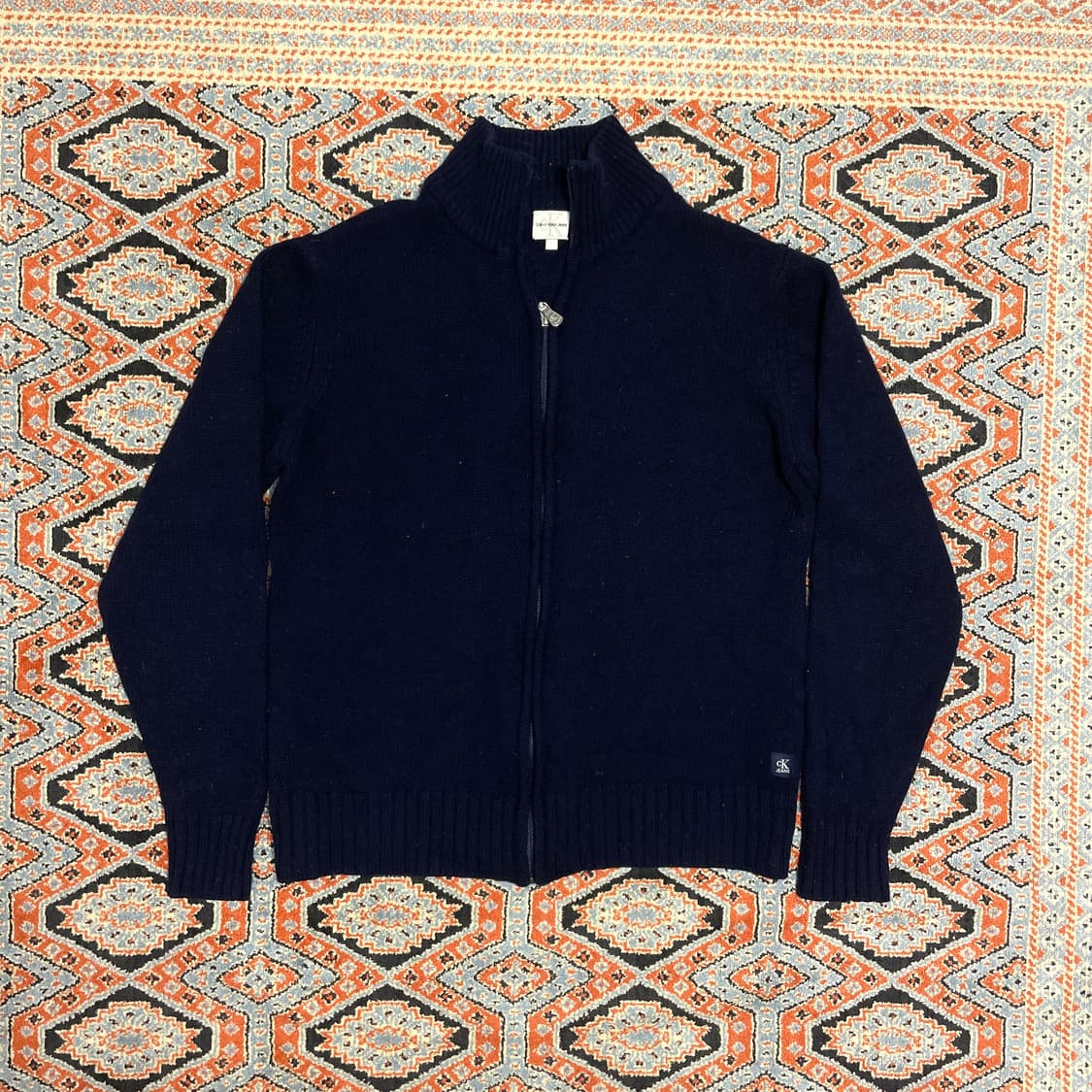 캘빈클라인진스 네이비 울 니트 집업 여성L 상품이미지1