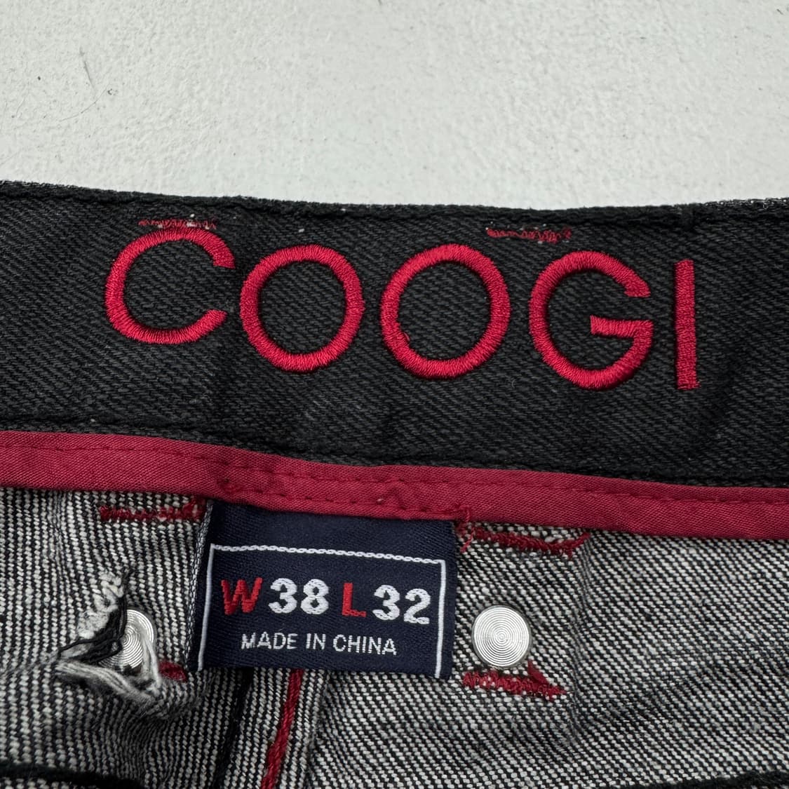 쿠지 올드스쿨 와이드 흑청 자수 데님팬츠 상품이미지7