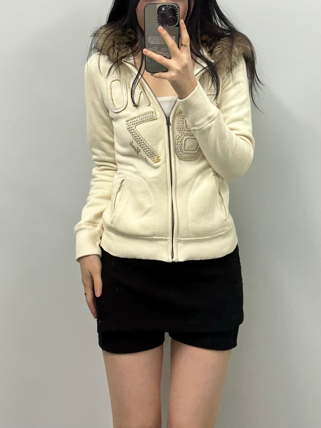 Vintage 빈티지 y2k 와투케 울프죠 크림 후드집업 상품이미지1