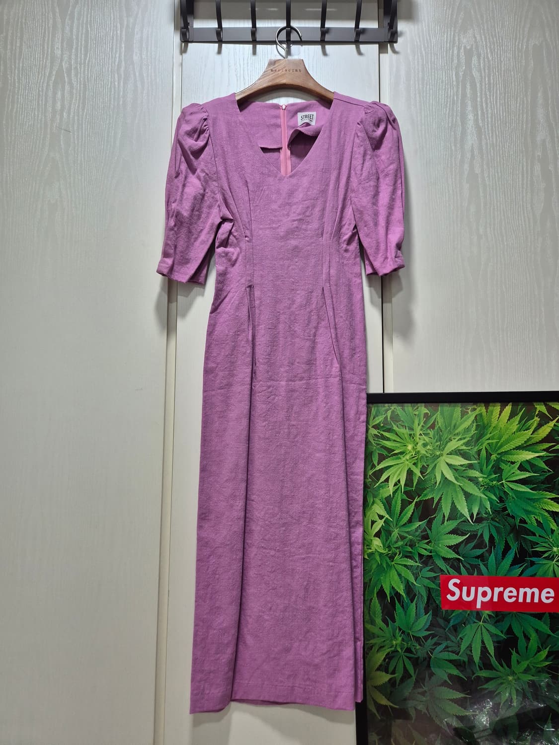 (타임세일) 라벤더 린넨 롱원피스 퍼프 반팔 상품이미지1