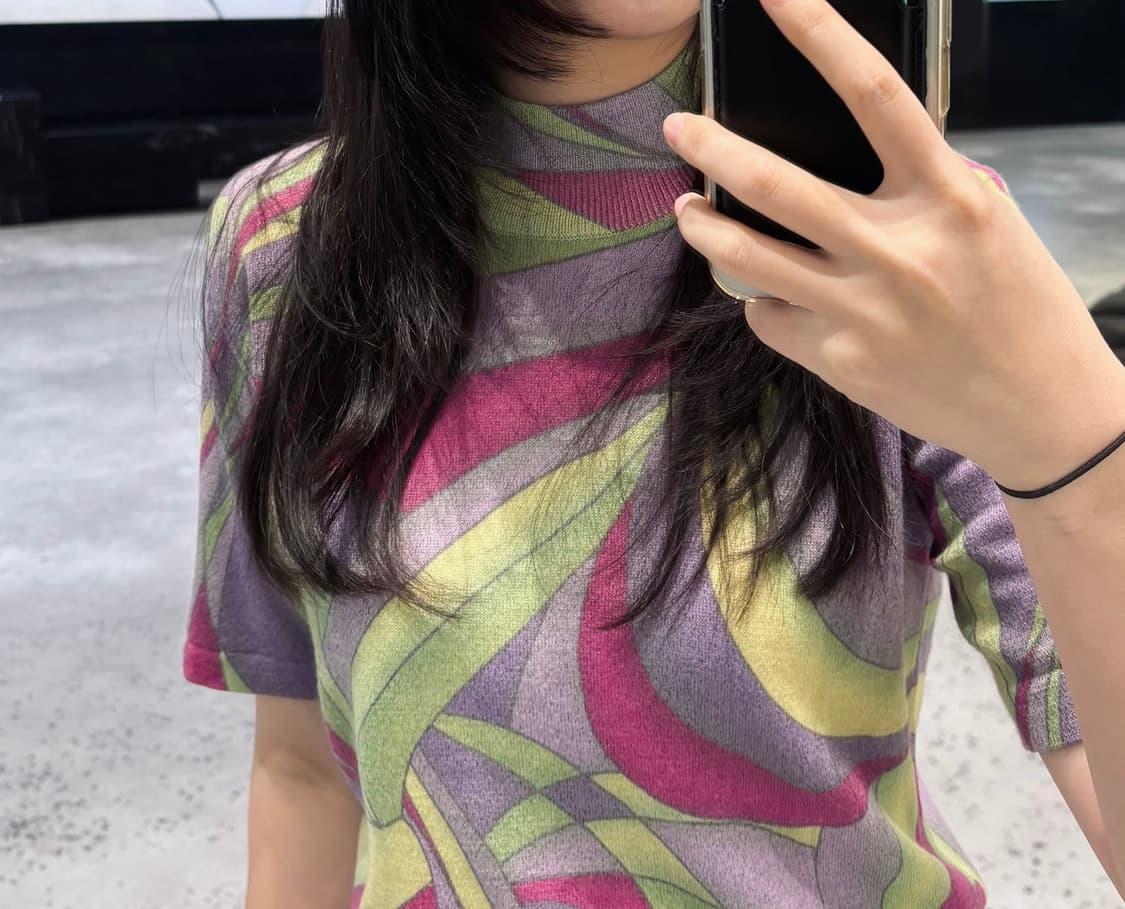 💫 Vintage Psychedelic Shimmer Knit Top 상품이미지4