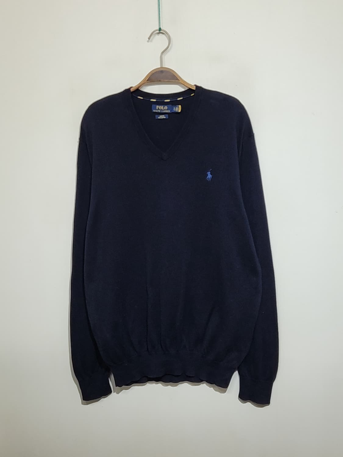(XL) 랄프로렌 폴로 브이넥 니트 네이비 피마코튼 스웨터  상품이미지1