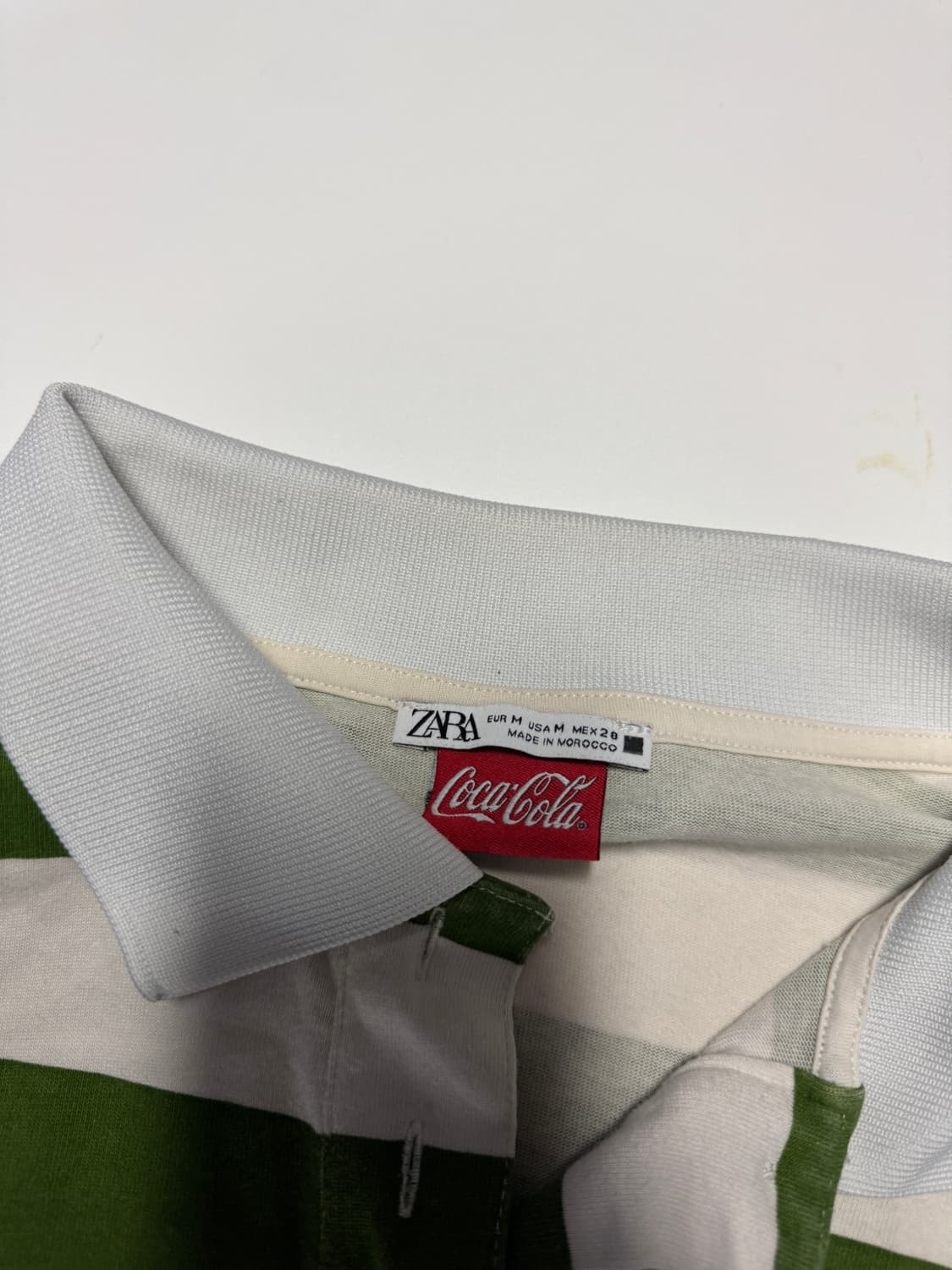 자라 X 코카콜라 스트라이프 럭비 반팔 카라티 L 그린 상품이미지5