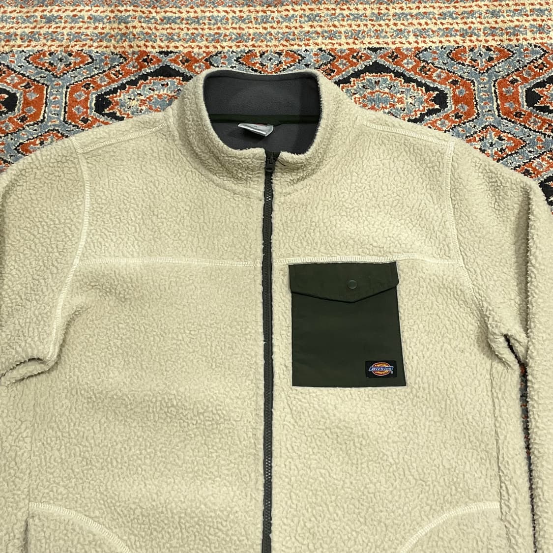 디키즈 카키 배색 베이지 플리스 집업자켓 여성S 상품이미지2