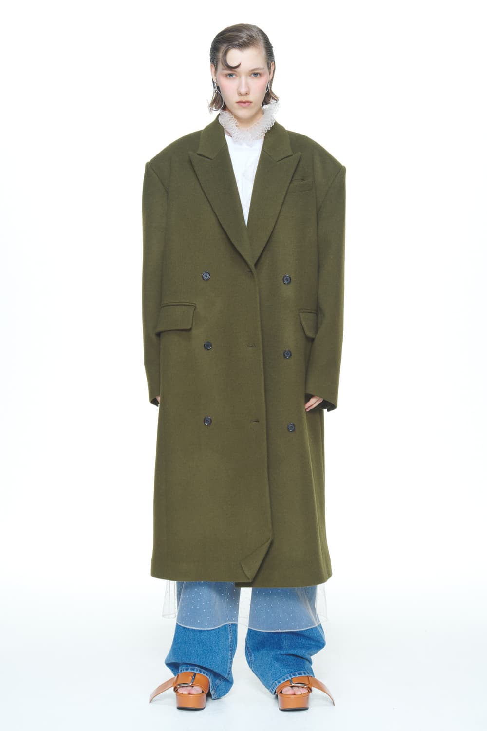 푸쉬버튼 KHAKI DOUBLE BREASTED OVERSIZE COAT 상품이미지1