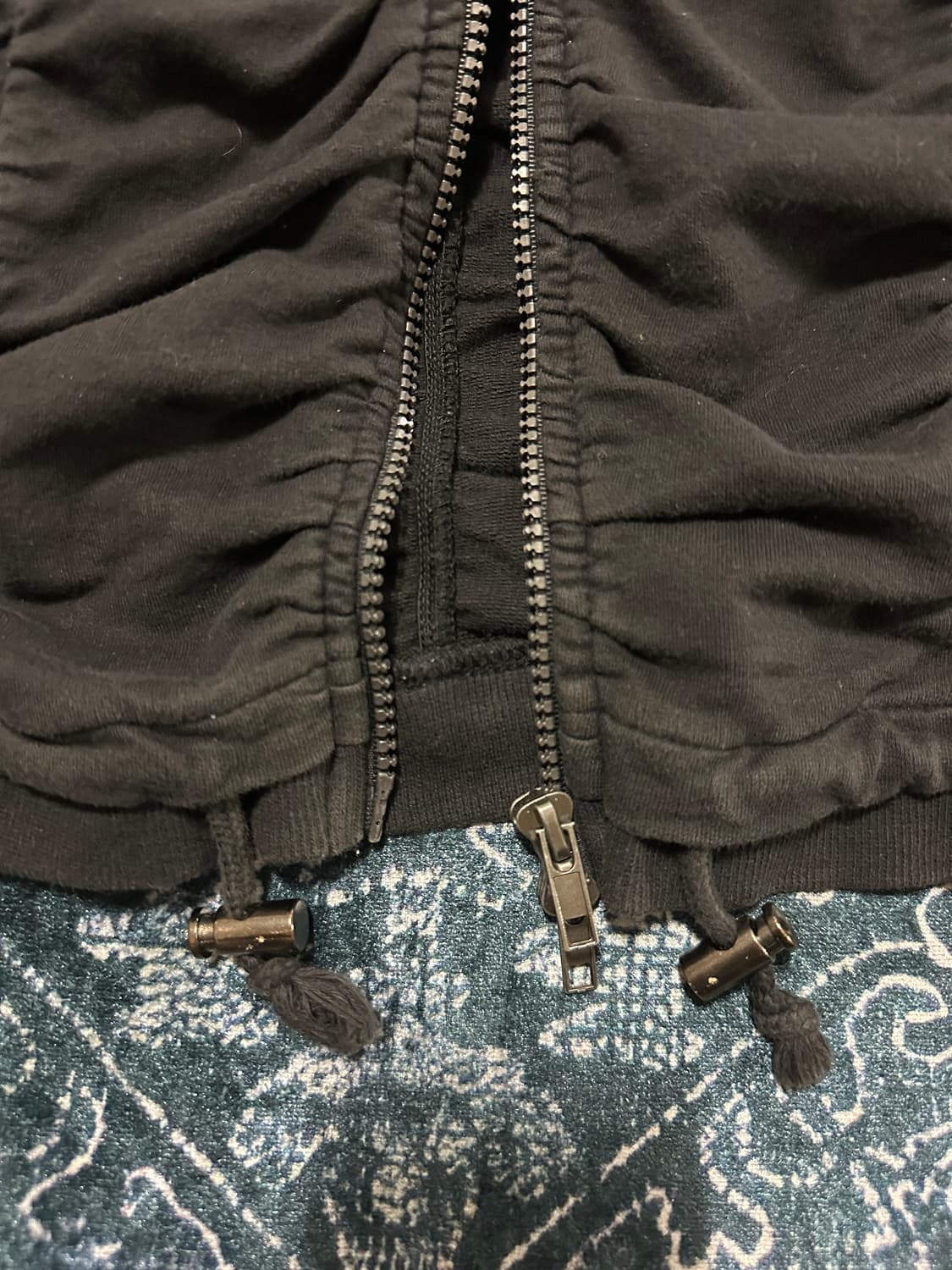 Vkei punk rock shirring hood zip up 상품이미지4