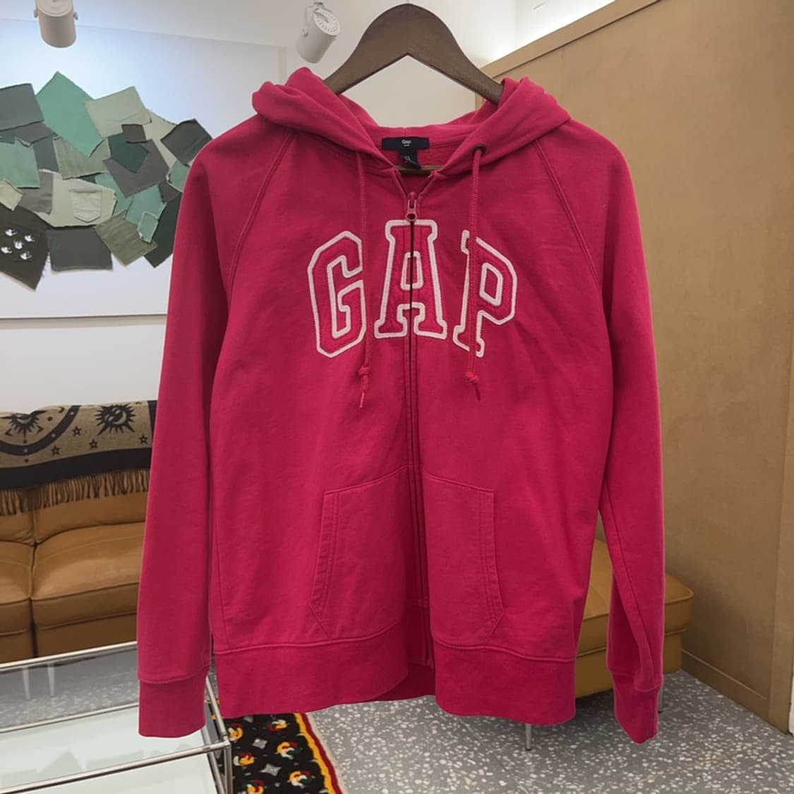 갭 올드스쿨 Y2K 핫핑크 약기모 후드집업 L C08205 상품이미지3