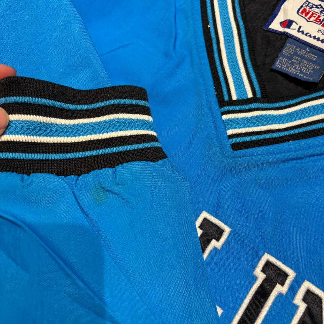 90년대 생산 NFL 프로 라인 바이 챔피온 블랙 나일론 웜업 상품이미지9