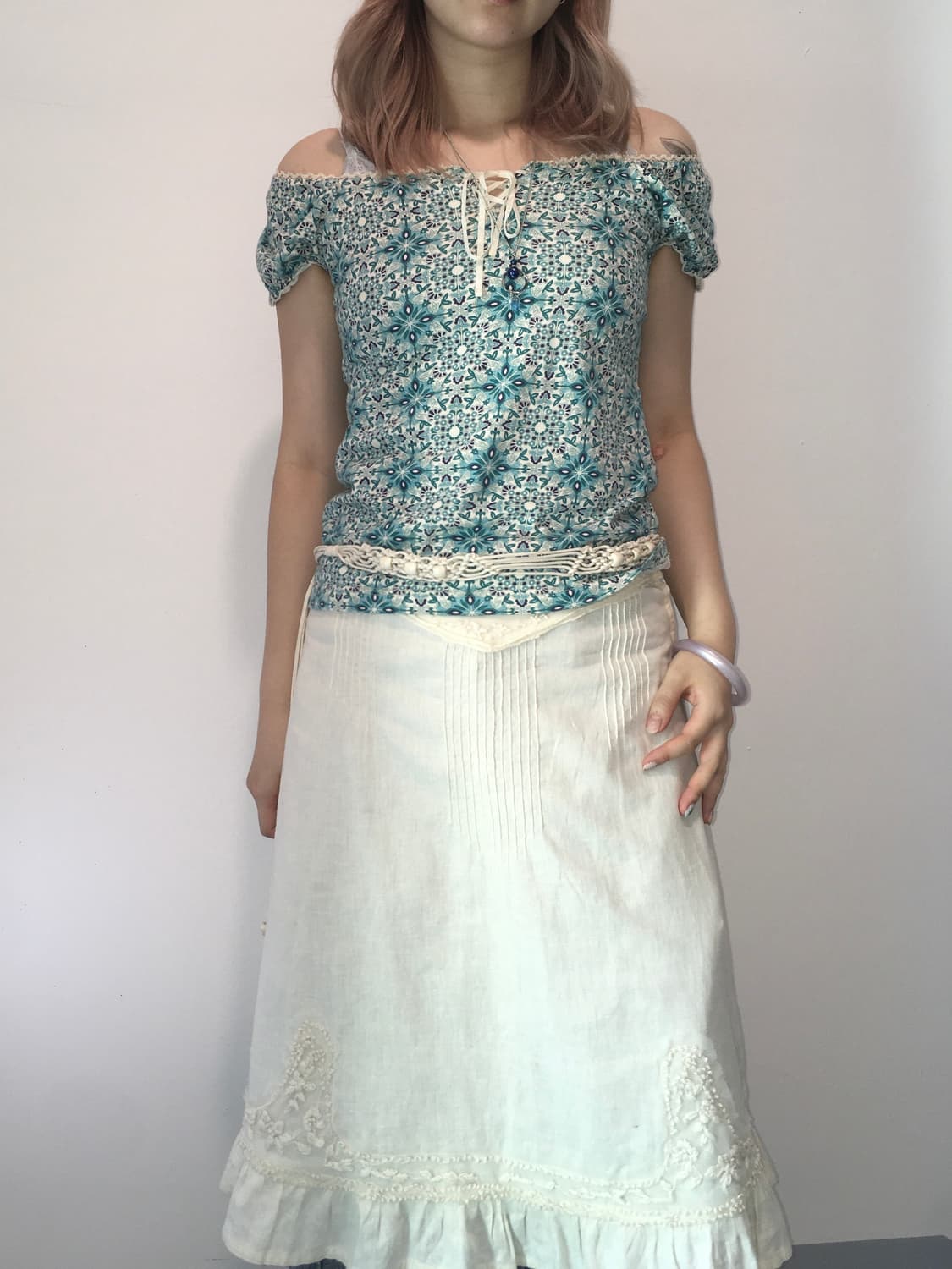 jpn vintage lace frill midi skirt 상품이미지4