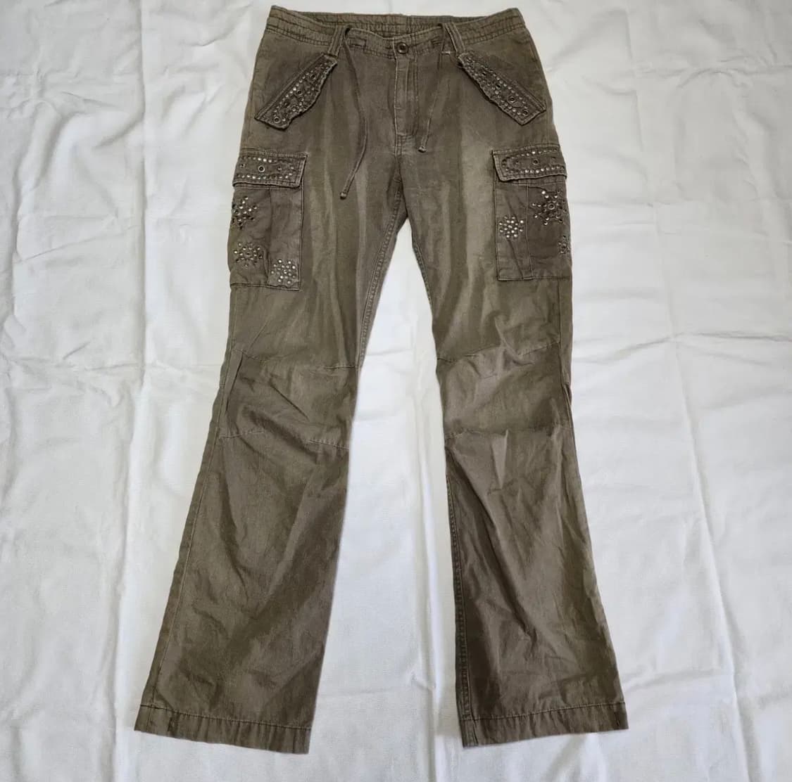 스터드 세미 부츠컷 카고팬츠 상품이미지1