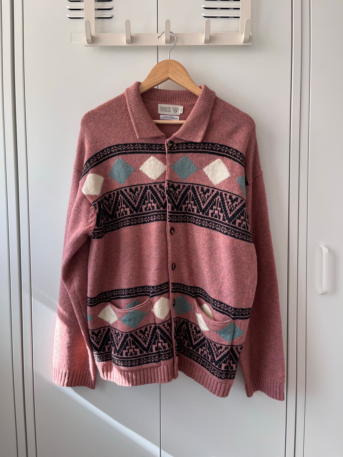 핑크 아가일 울니트 아방 가디건  상품이미지2