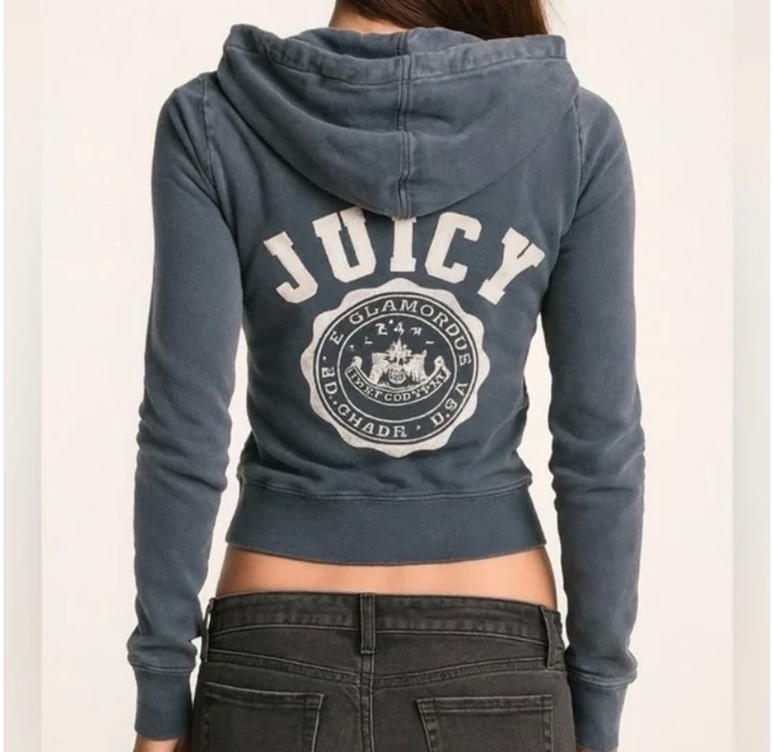 Y2K 쥬시 꾸뛰르 (초 희귀) 코튼 후드 집업 네이비 크레스트 상품이미지5