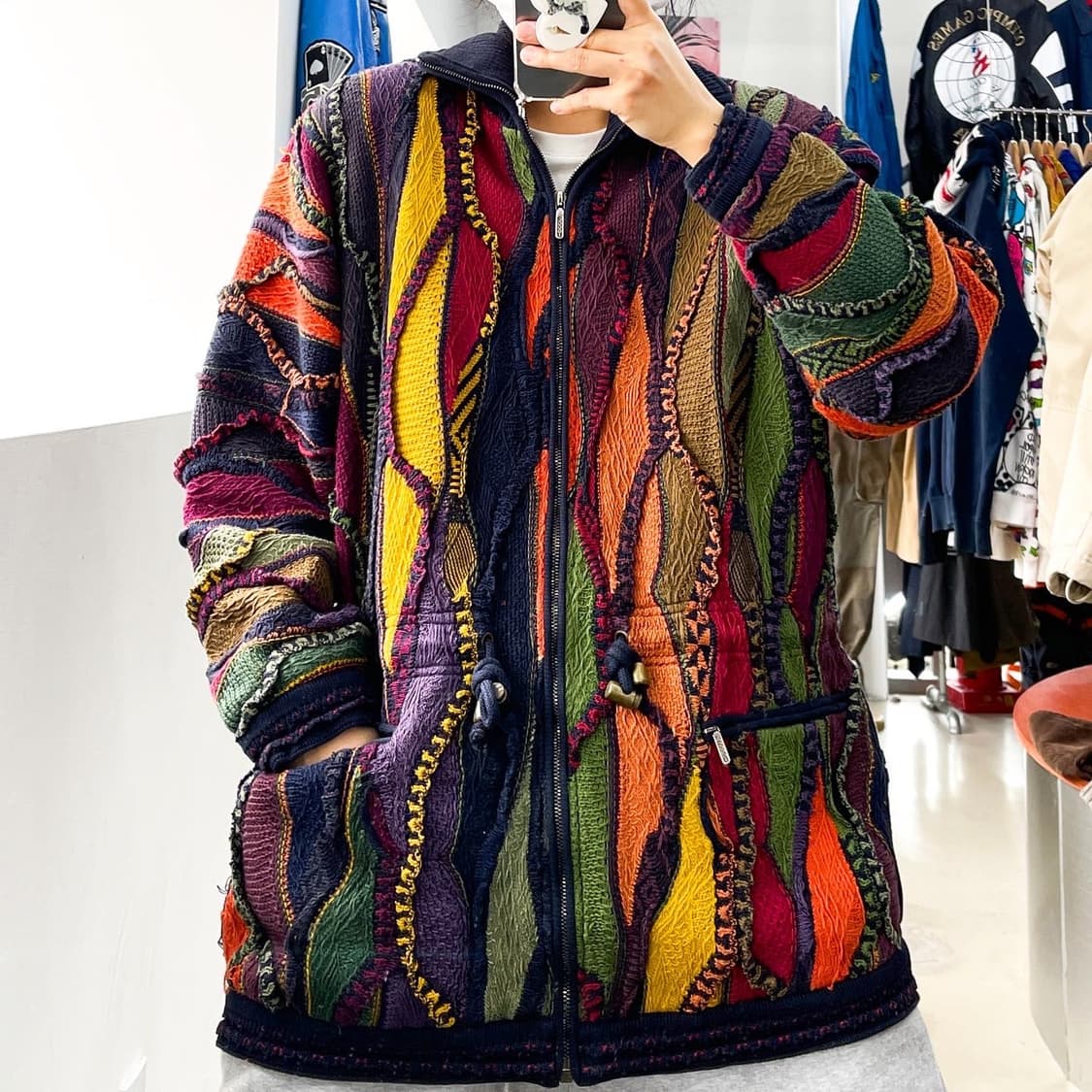 쿠지 오스트레일리아 3D 멀티 케이블 니트 집업 상품이미지1