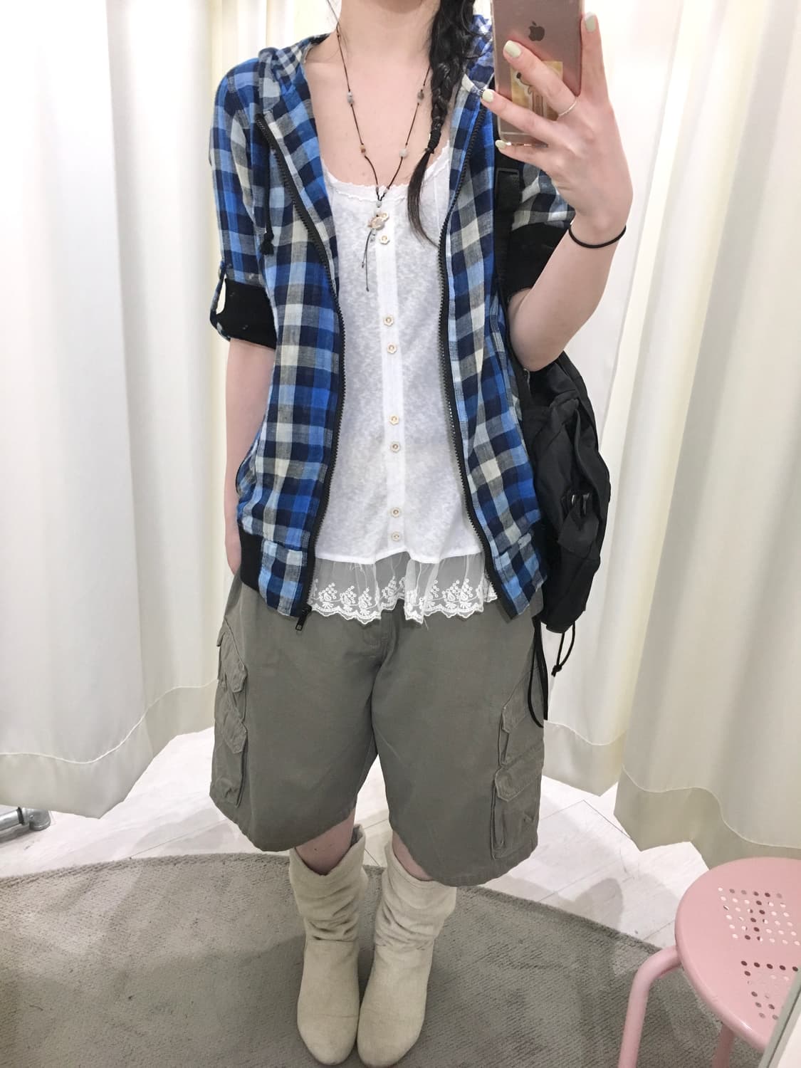 hagumi check hoodie zip up 상품이미지5