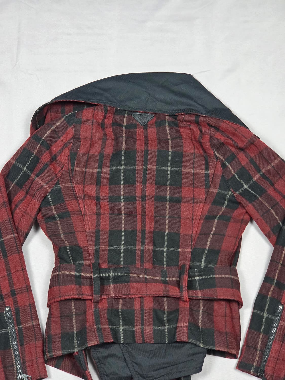 [디젤] 와이드 카라 타탄체크 사선 지퍼 벨티드 자켓 | A00156 상품이미지6