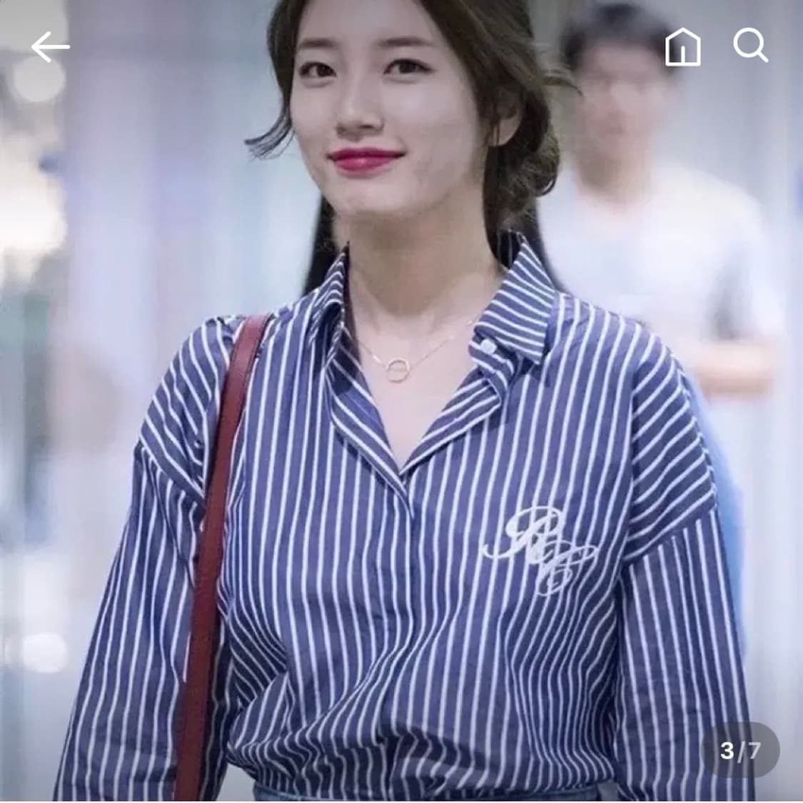 렉토 자수로고 와이드 커프 스트라이프 셔츠  상품이미지2