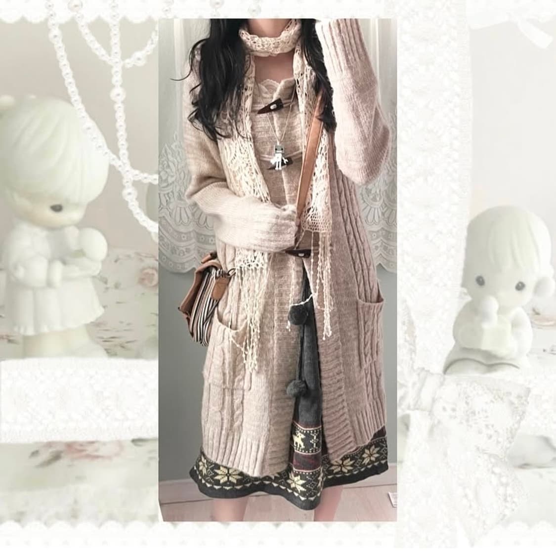 퍄뮤빈티지 파뮤빈티지 clef de sol 가디건 모리걸하구미일브라떼갸루 상품이미지2