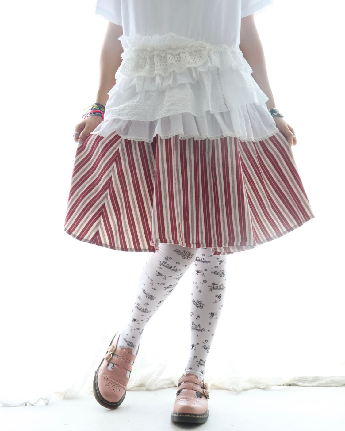 [Beams Boy] Red Stripe Midi Skirt 상품이미지6
