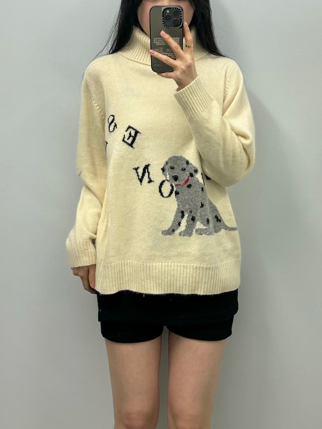 Vintage 아이보리 댕댕이 목폴라 니트 상품이미지1