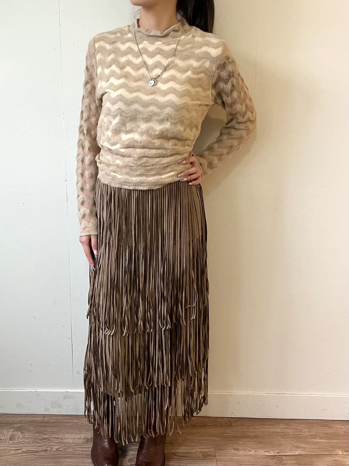 Vtg 보헤미안 프린지 스커트 상품이미지4
