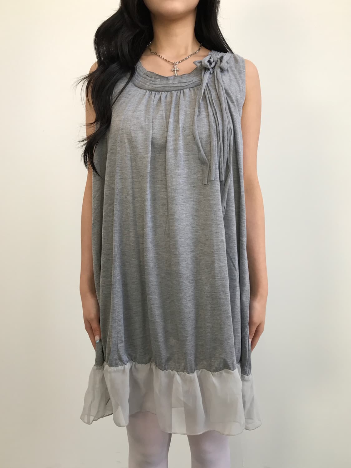 Jpn Gray Chiffon Ruffle Tunic Onepiece 상품이미지2