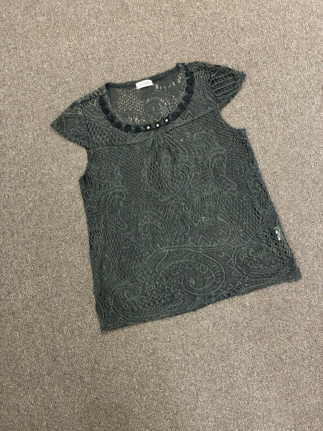 M-L)Japanese vintage 여성 펀칭 반팔 니트(이염) 상품이미지3