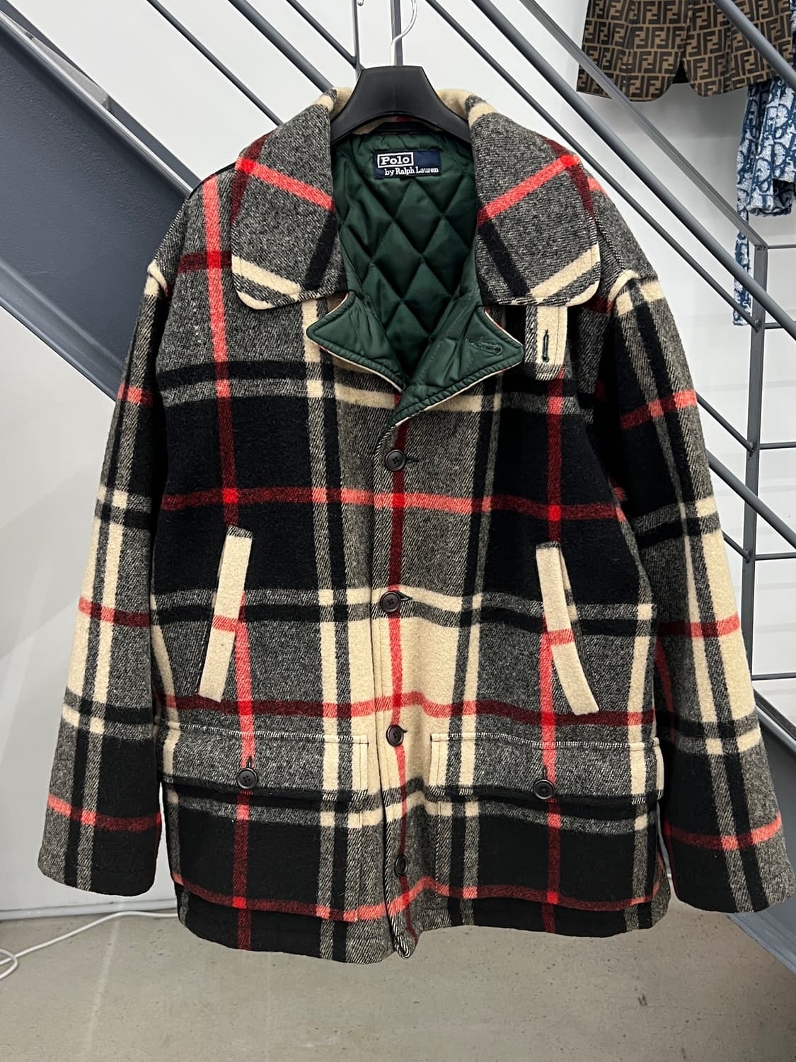 폴로랄프로렌 90s 울 체크 하프 코트 상품이미지1